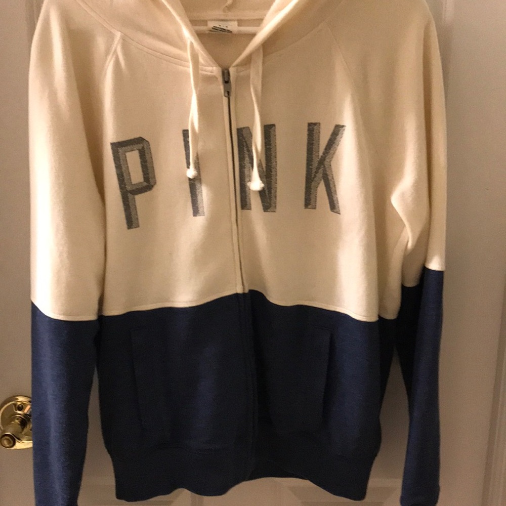 VS PINK COLORBLOCKED ZIP UP HOODIE
